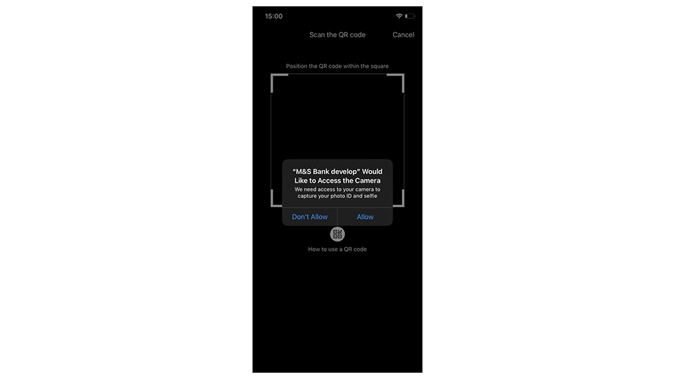 M&S Banking App accept camera access