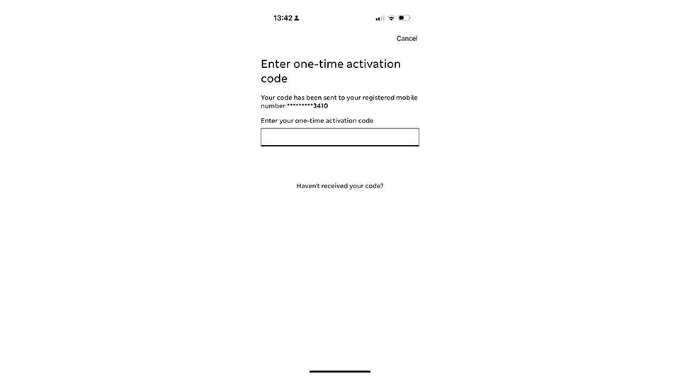 M&S Banking App set up enter verification code 