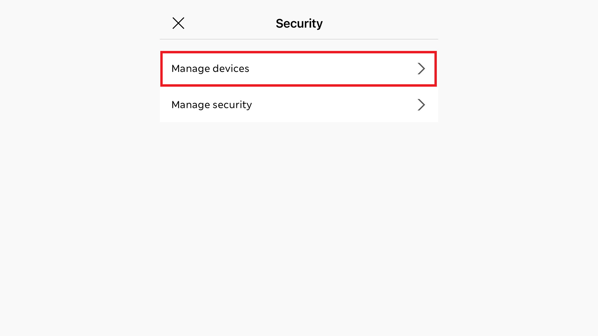 Security screen in app
