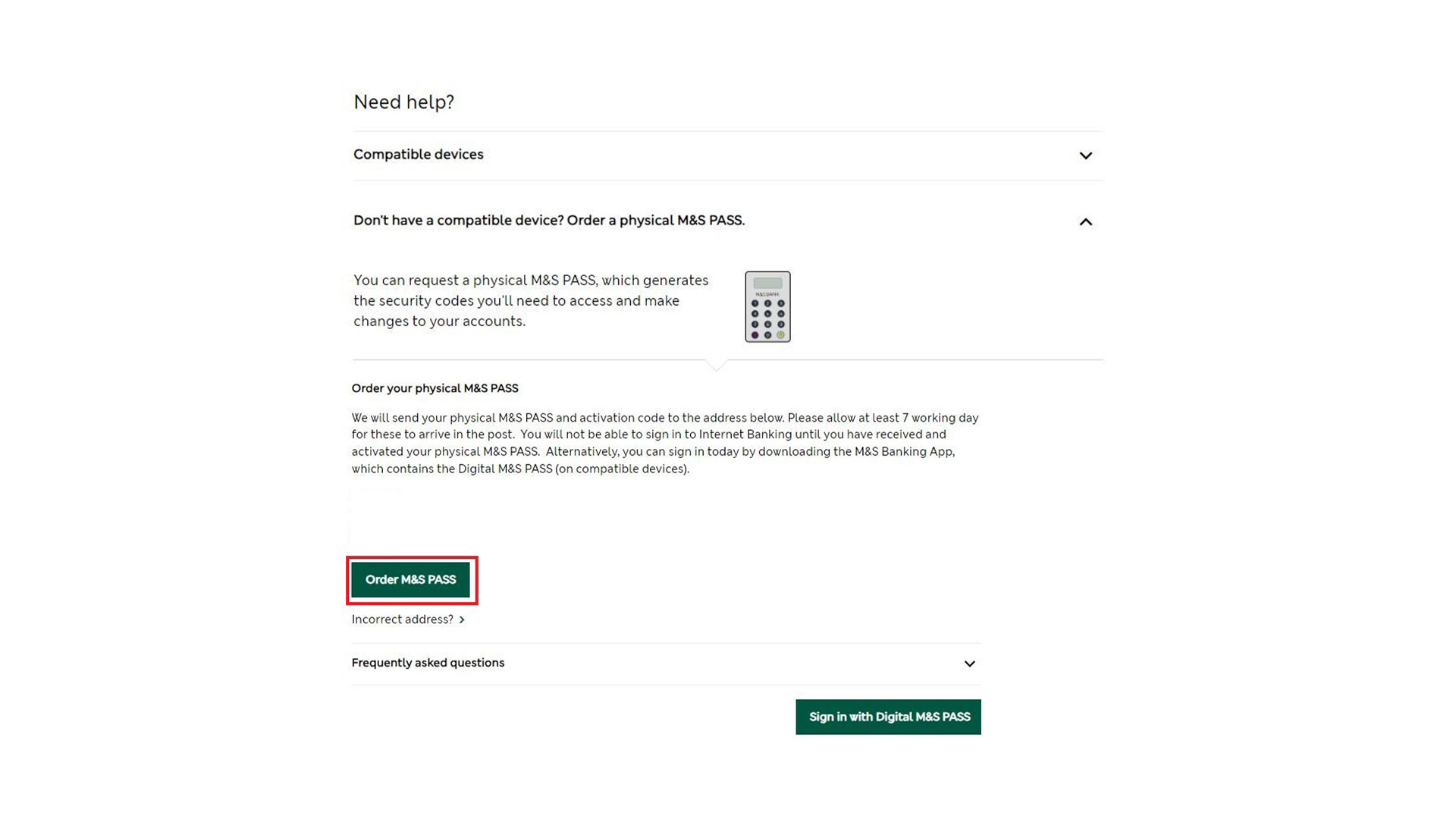 Order your physical M&S PASS page