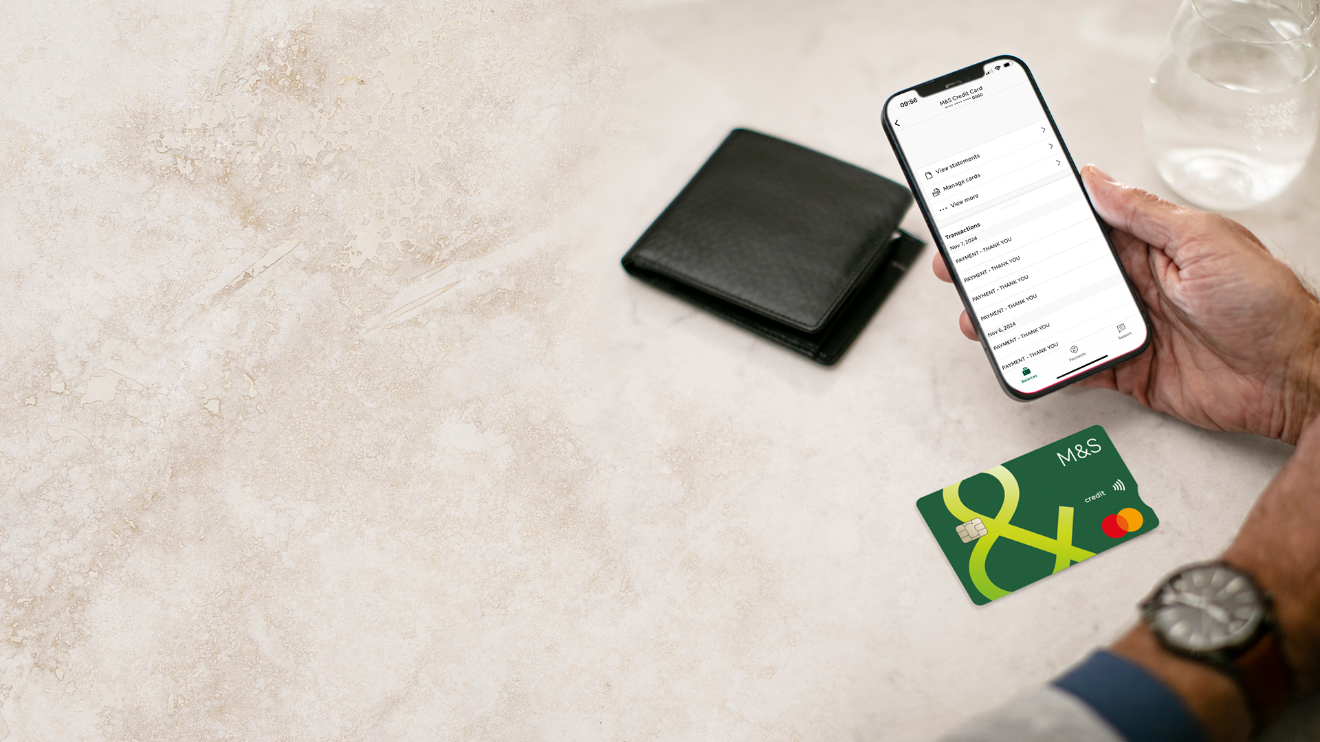 card, wallet and app