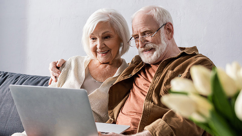 couple sat on sofa