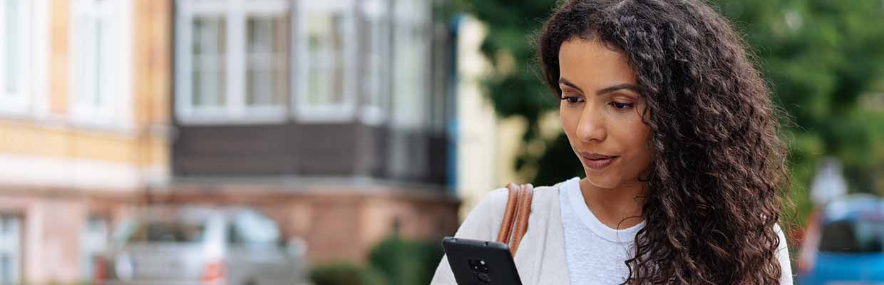lady on phone outside