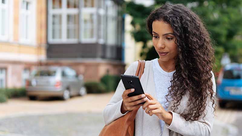 lady on phone outside