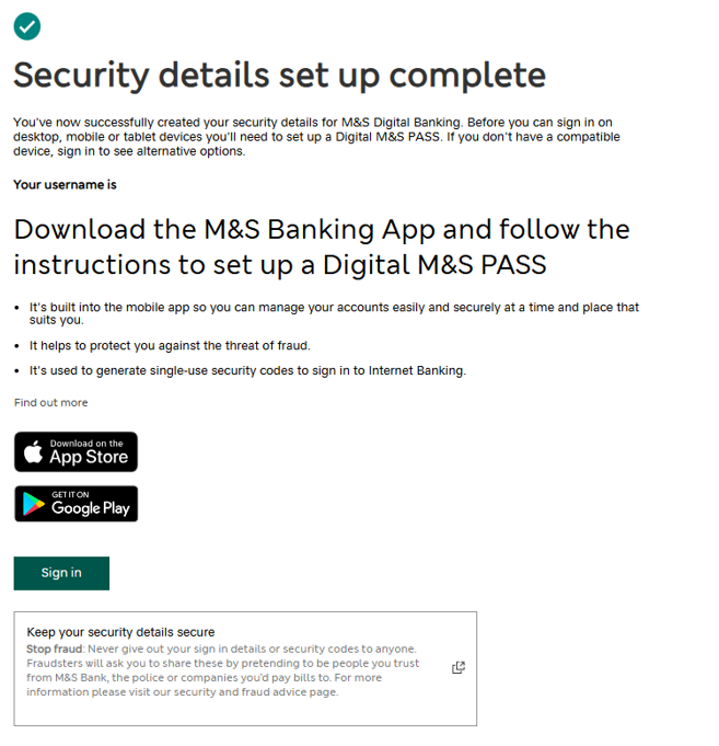 You’re ready to sign in screen on Internet Banking