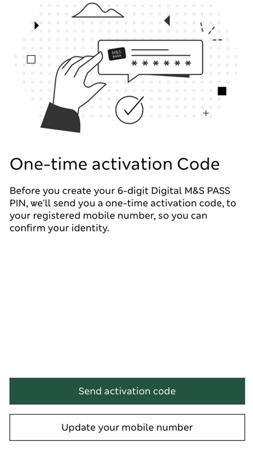 Mobile app one-time passcode screen