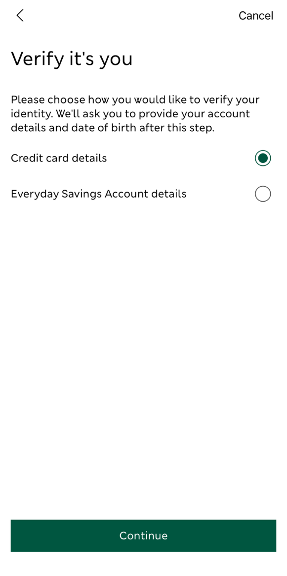 Verify it's you screen from the app